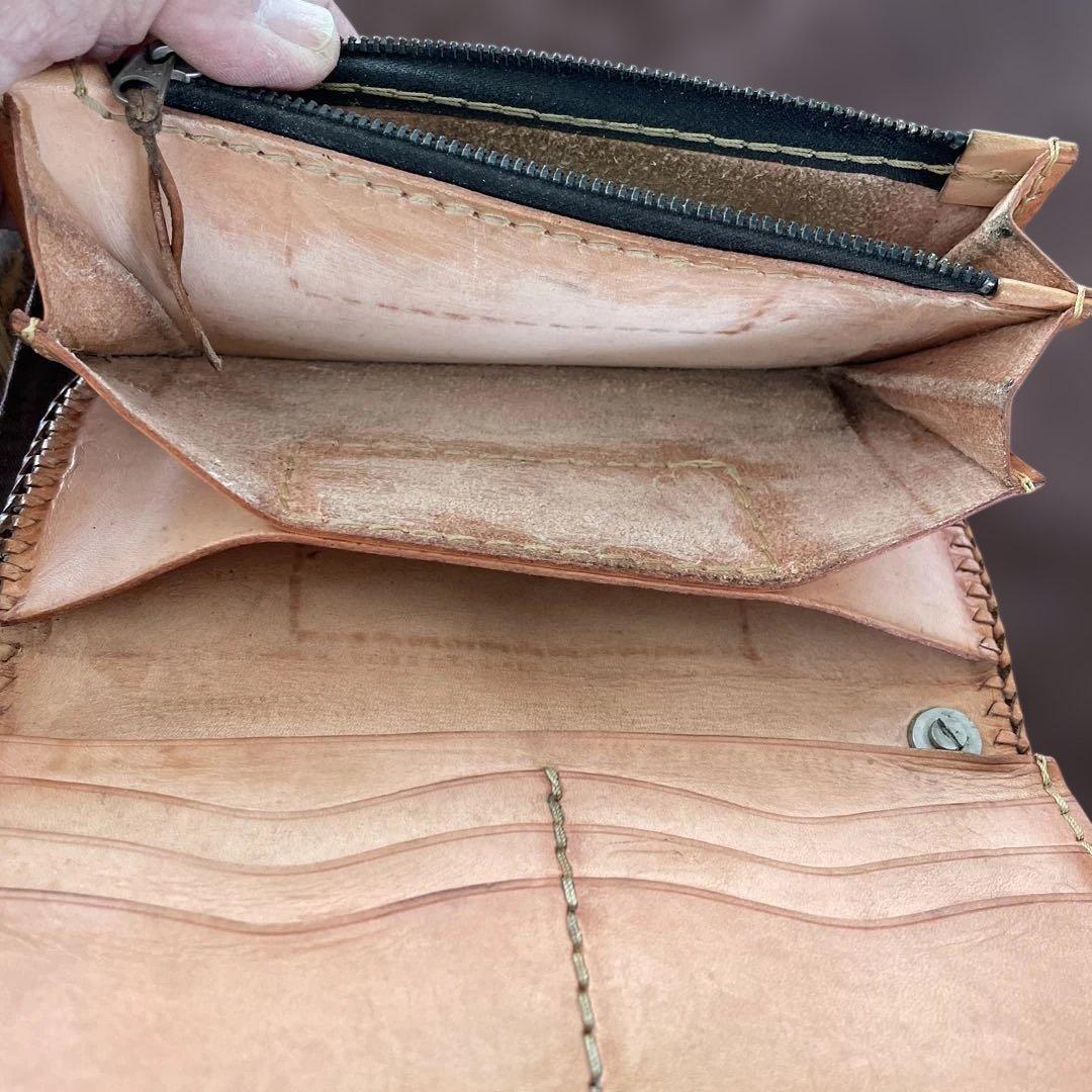 ❗️新品同様❗️レザークラフト優❗️エイ革長財布& 本革ウォレットベルト付属