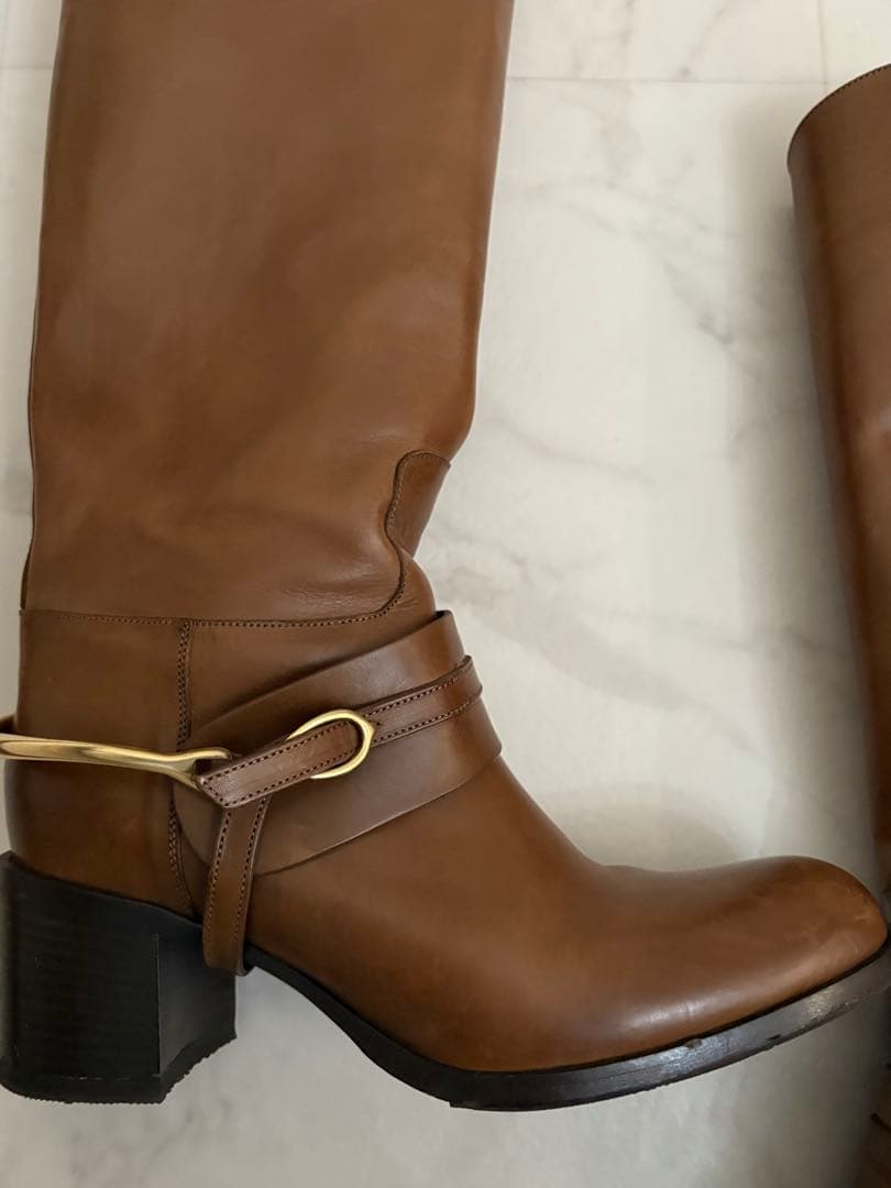 最終値下！サルトル　乗馬ブーツ　ロングブーツ ゴールドストラップ付き36美品