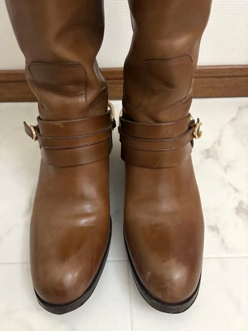 最終値下！サルトル　乗馬ブーツ　ロングブーツ ゴールドストラップ付き36美品