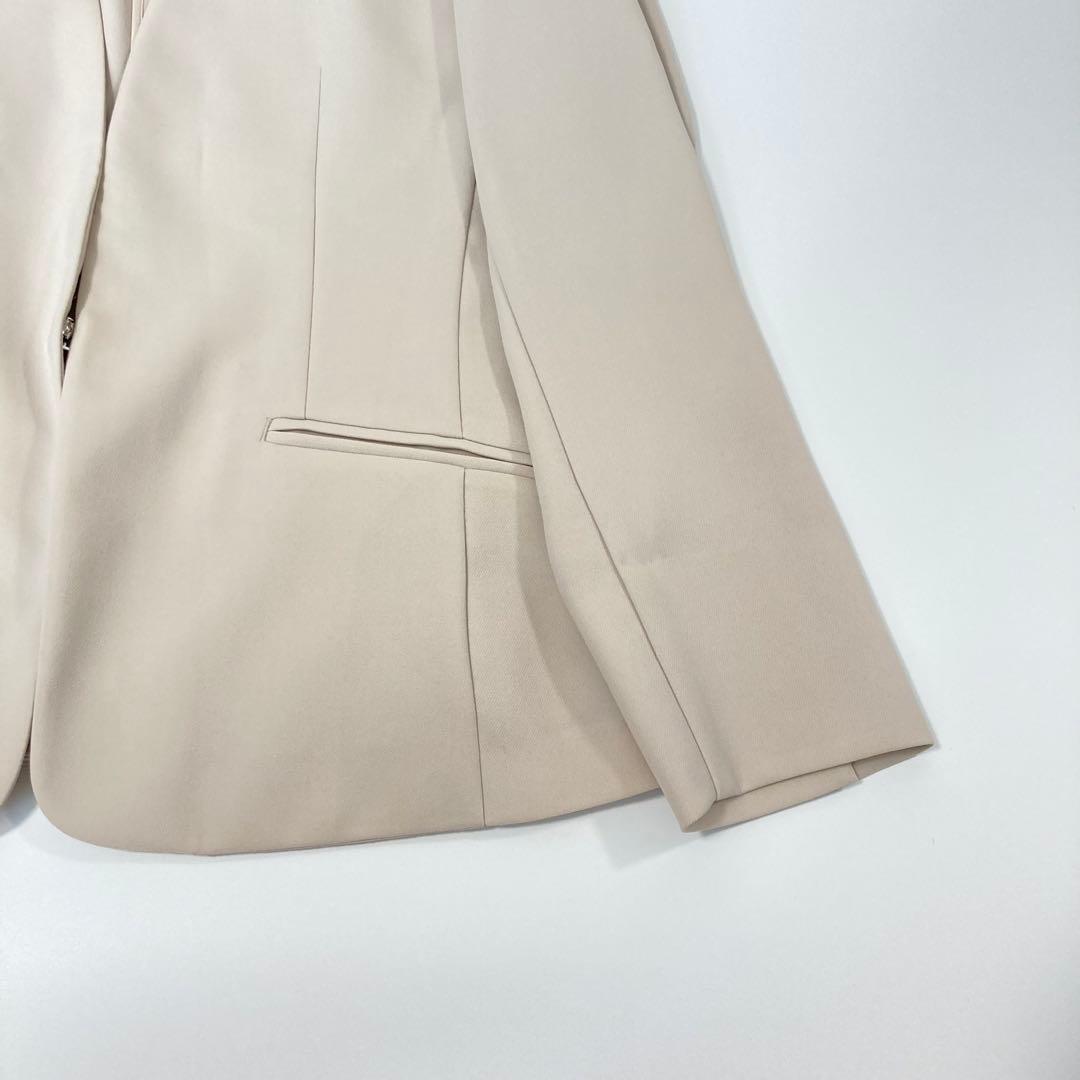 【洗える】PLST パンツ セットアップスーツ ノーカラー 美品 M ベージュ