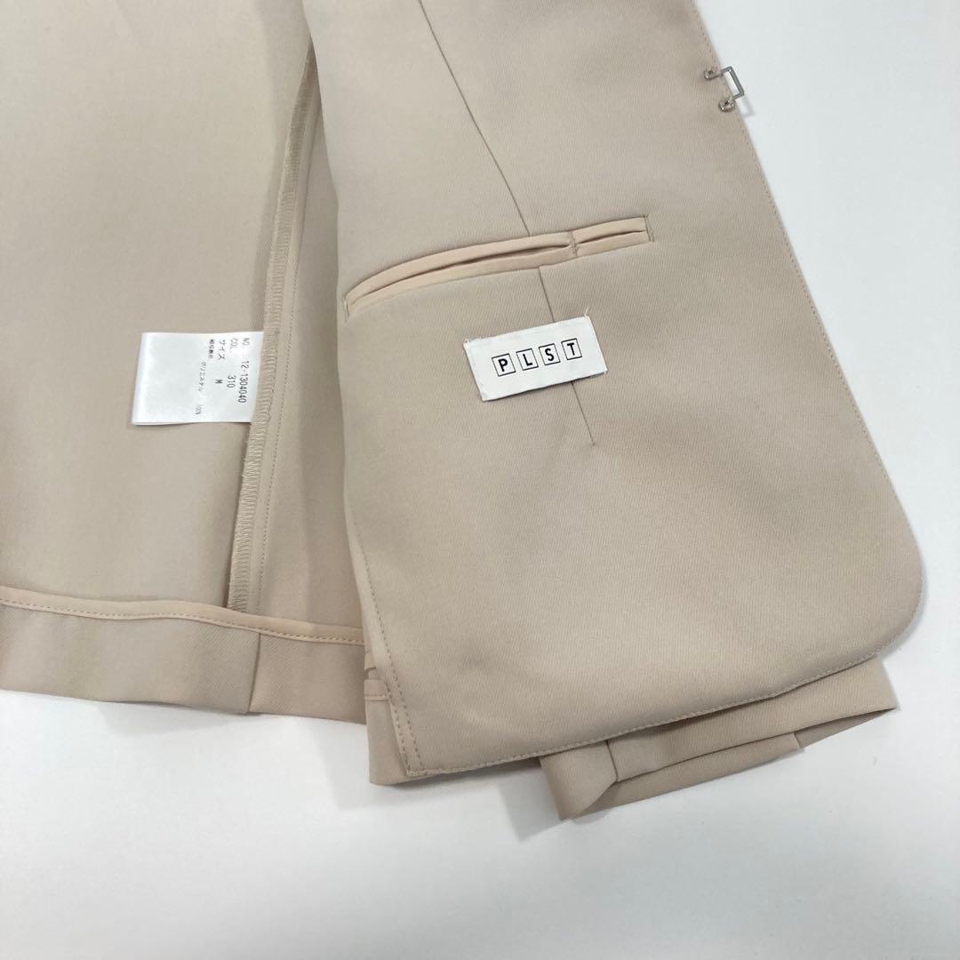 【洗える】PLST パンツ セットアップスーツ ノーカラー 美品 M ベージュ