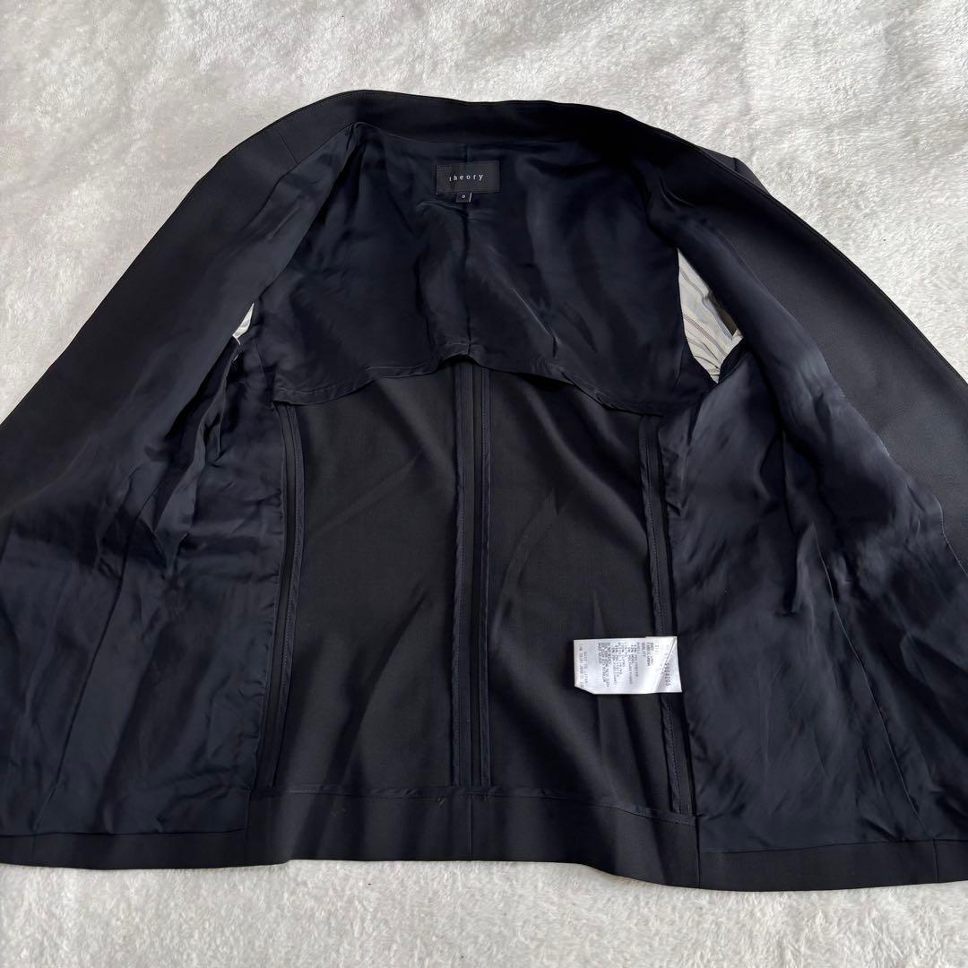 美品 theory セオリー スーツ ノーカラー パンツ 黒 3点セット S