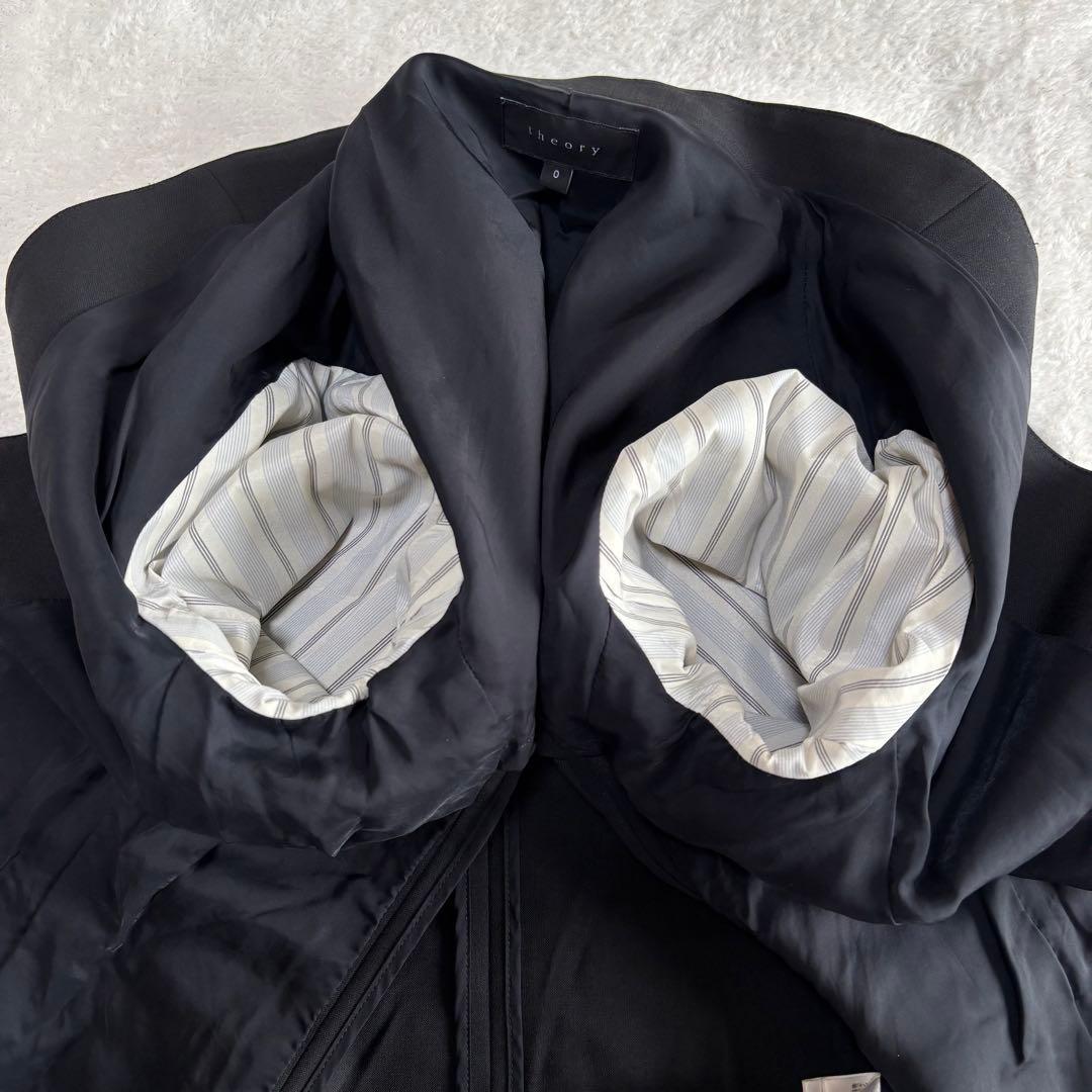 美品 theory セオリー スーツ ノーカラー パンツ 黒 3点セット S