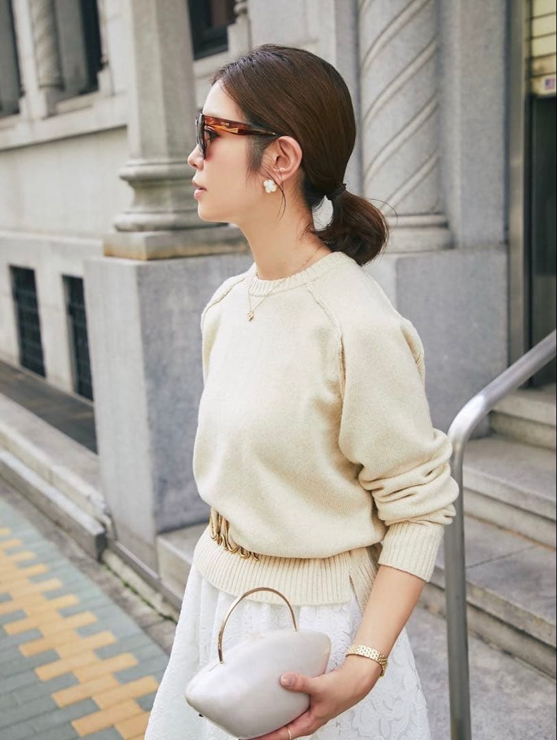 セブンテン seventen ベーシッククルーネックラメプルオーバー ニット