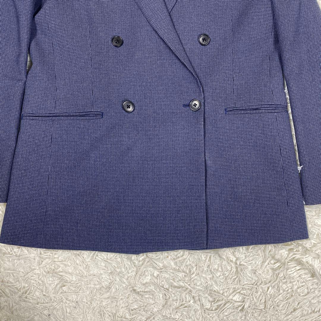スーツセレクト　スーツセットアップ　ネイビー　千鳥格子　ダブルスーツ　サイズM