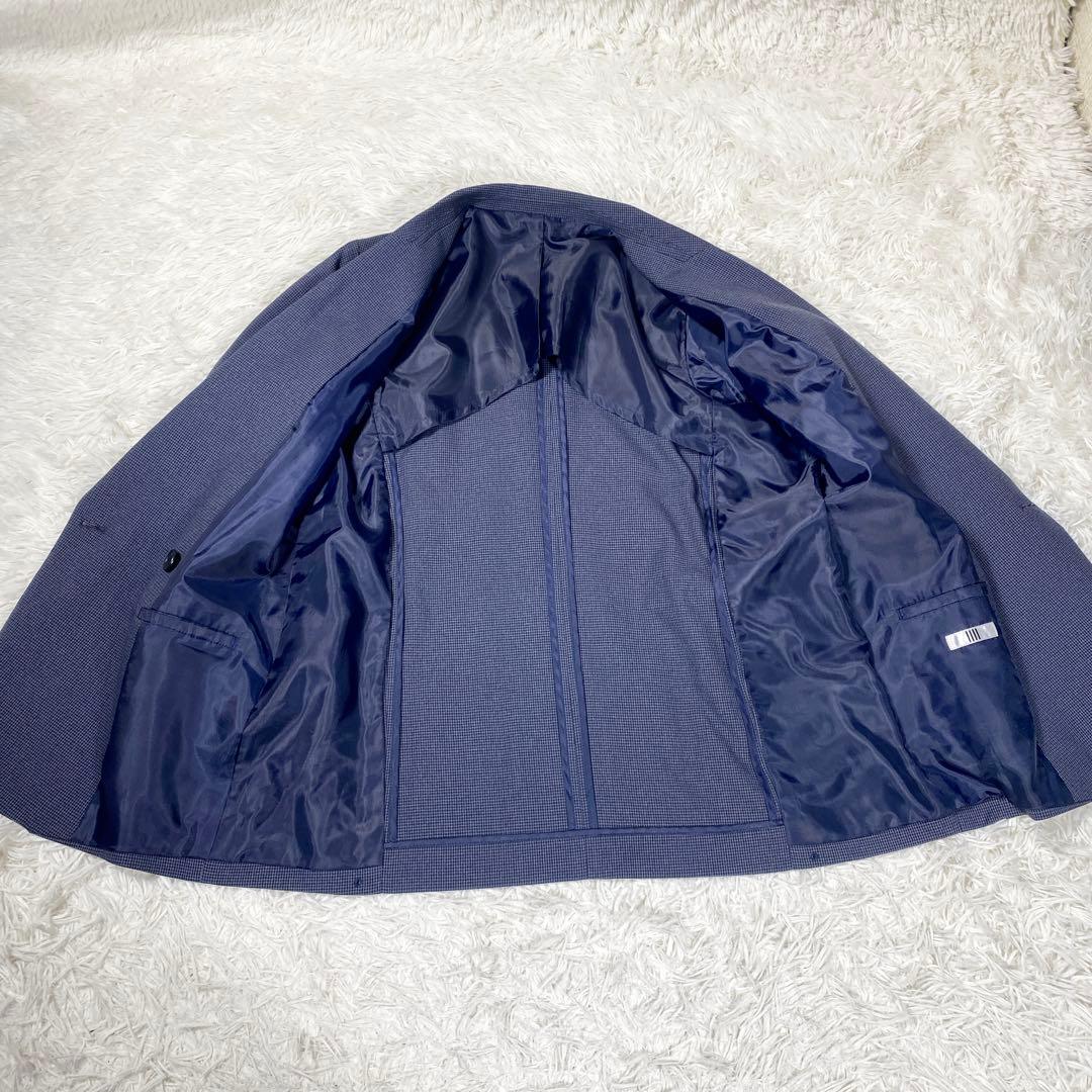 スーツセレクト　スーツセットアップ　ネイビー　千鳥格子　ダブルスーツ　サイズM