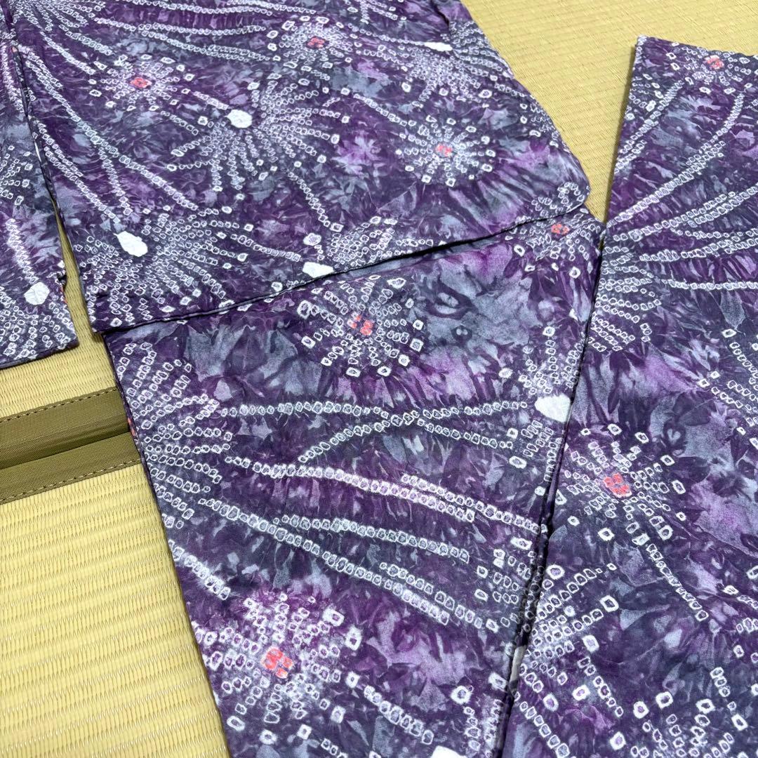有松絞り　花火柄　紫とグレー