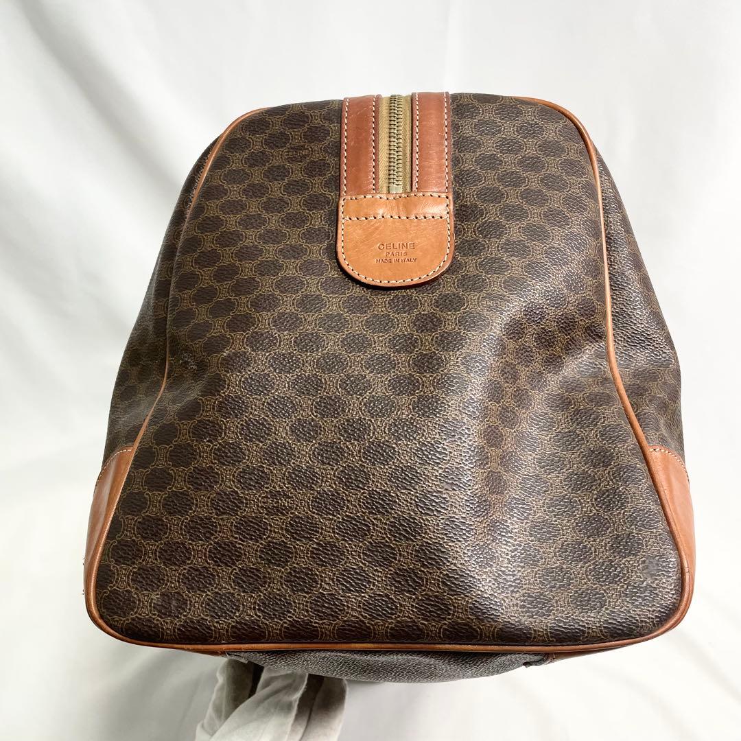 セリーヌ マカダム ボストンバッグ ブラウン カデナ チャーム 大容量 A4可