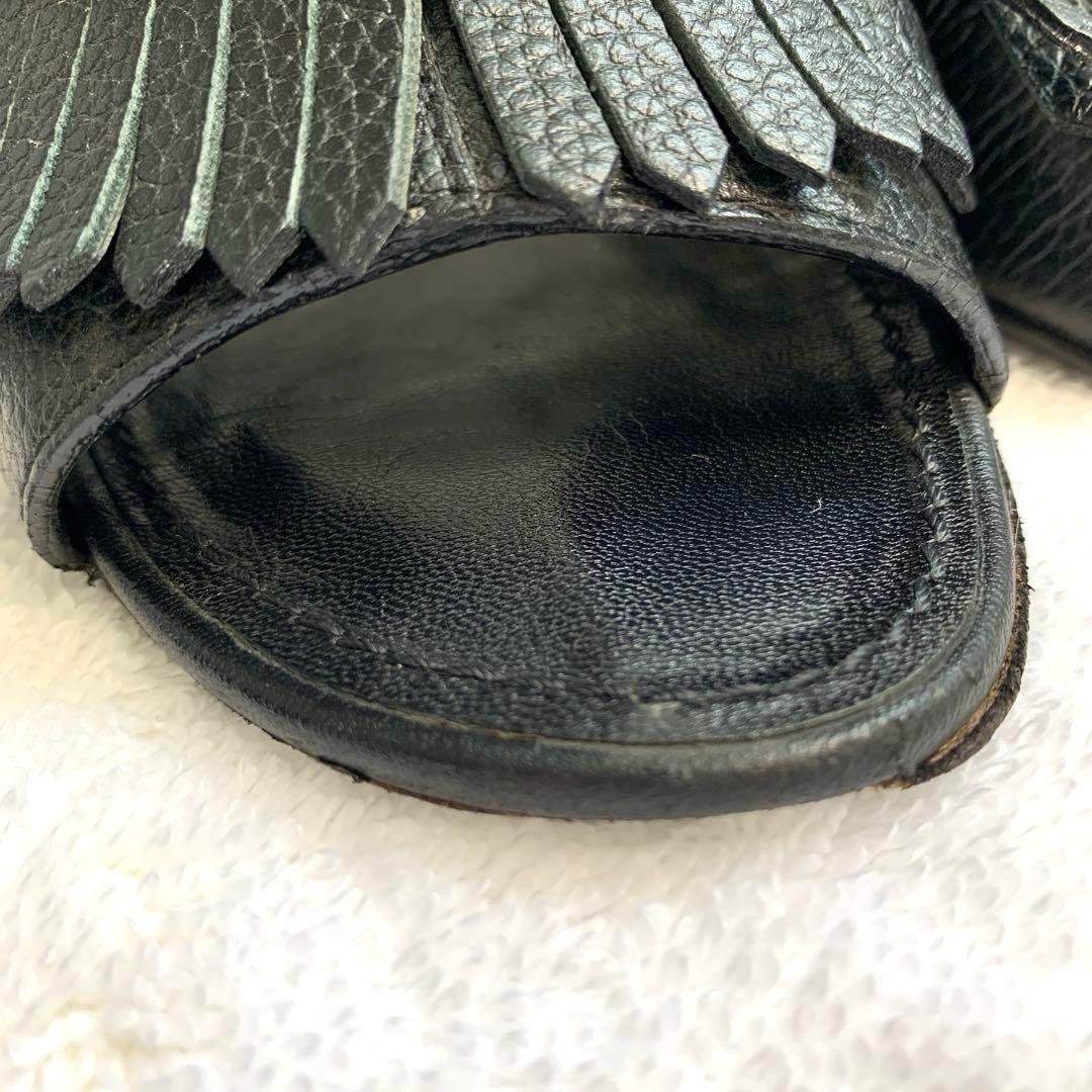 ルイヴィトン　インディアナミュール　サンダル　黒　レザー　変形ヒール　34