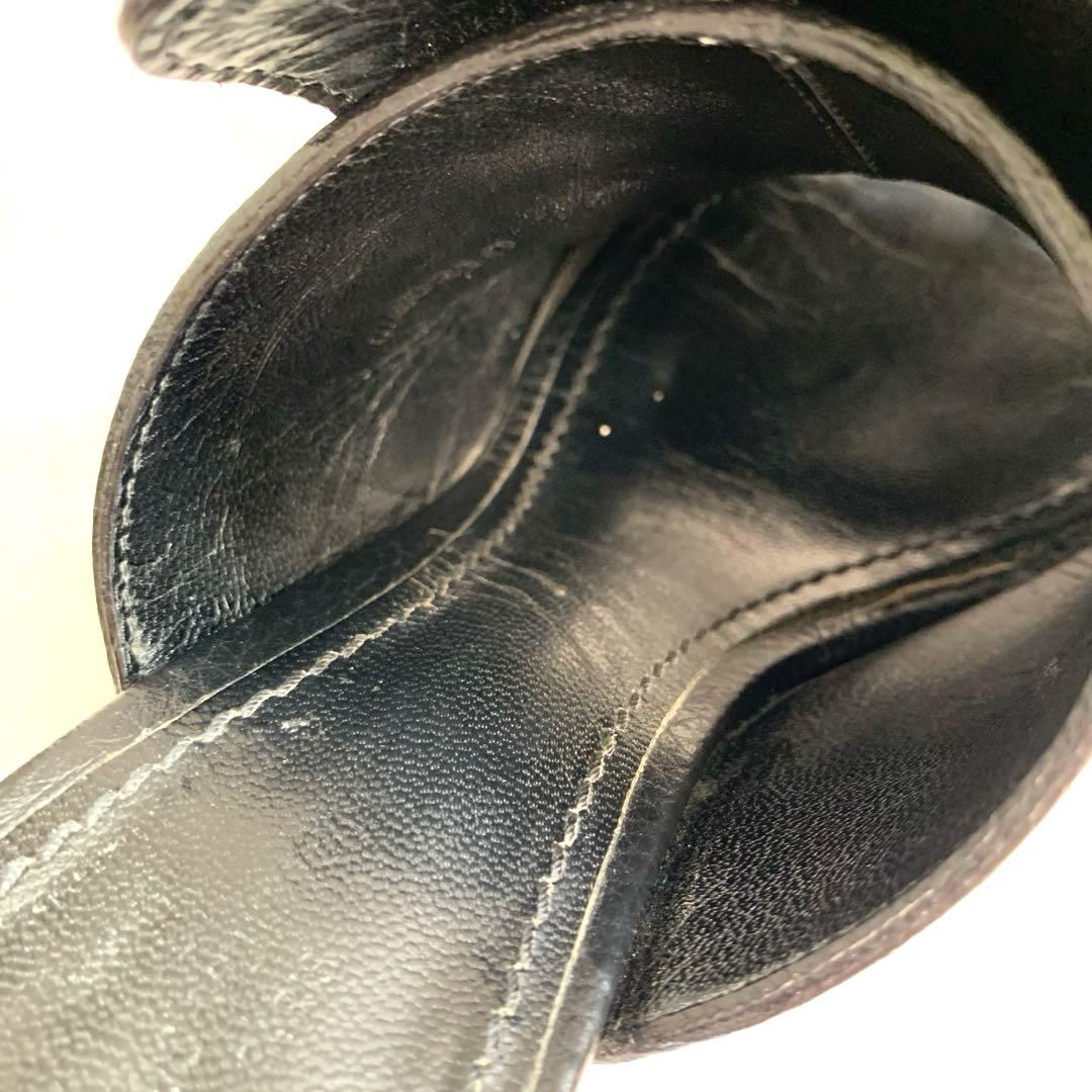 ルイヴィトン　インディアナミュール　サンダル　黒　レザー　変形ヒール　34