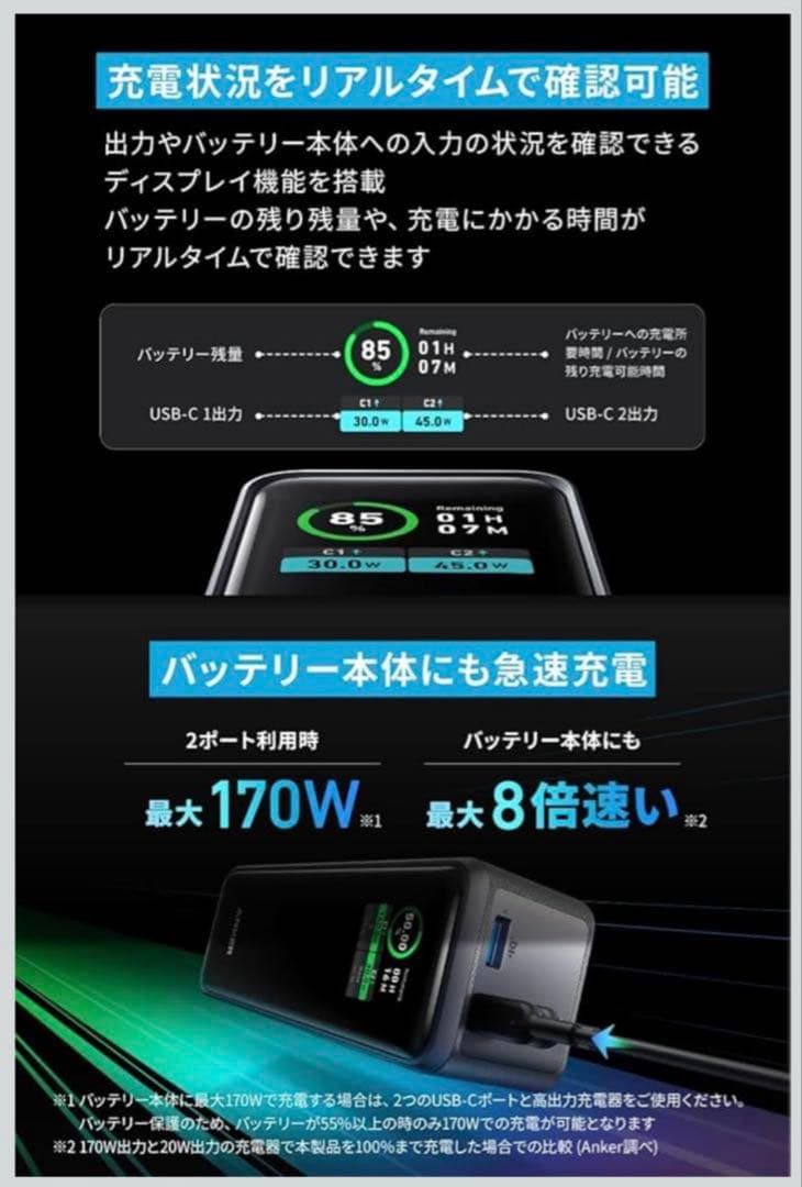 スマホアクセサリー Anker Prime Power Bank 27650mAh 250w