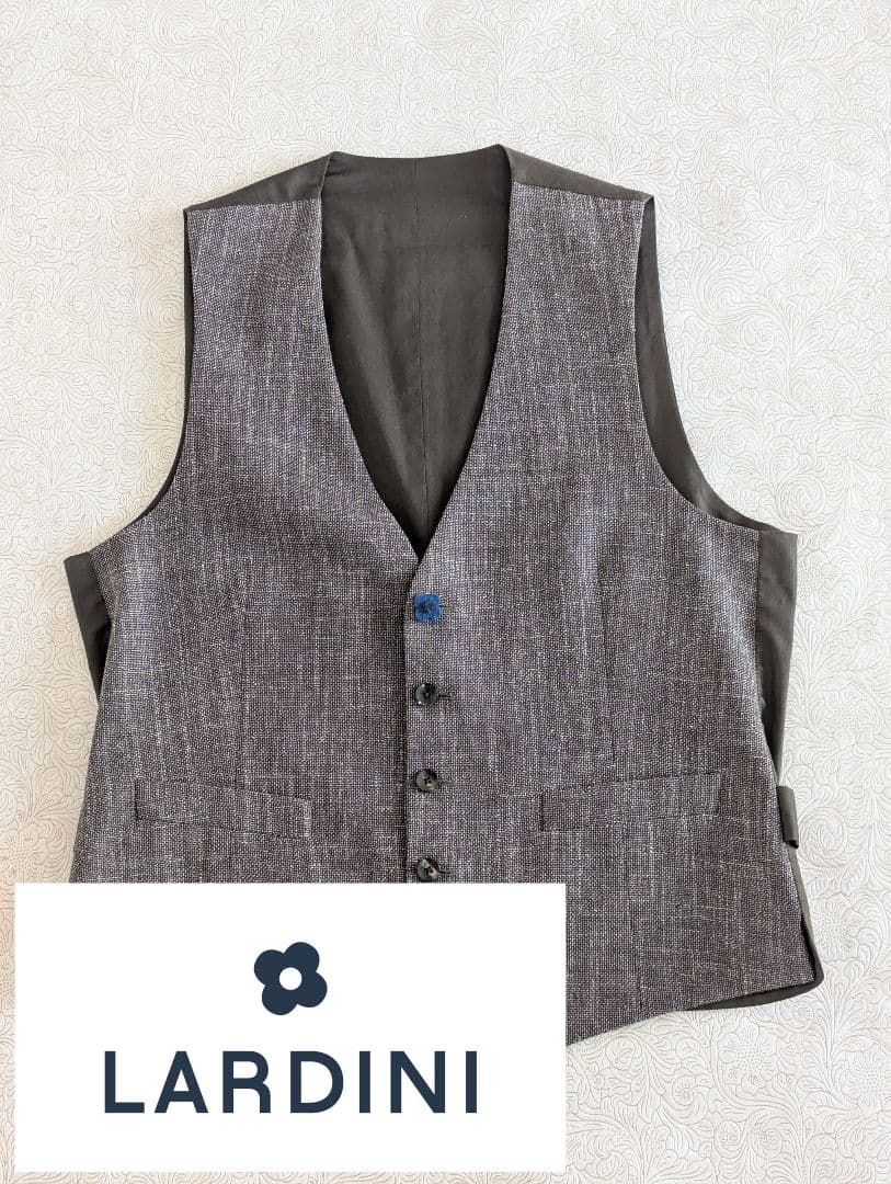 LARDINI/ラルディーニ/ウール・コットン・リネン/ブラウンジレ/ベスト