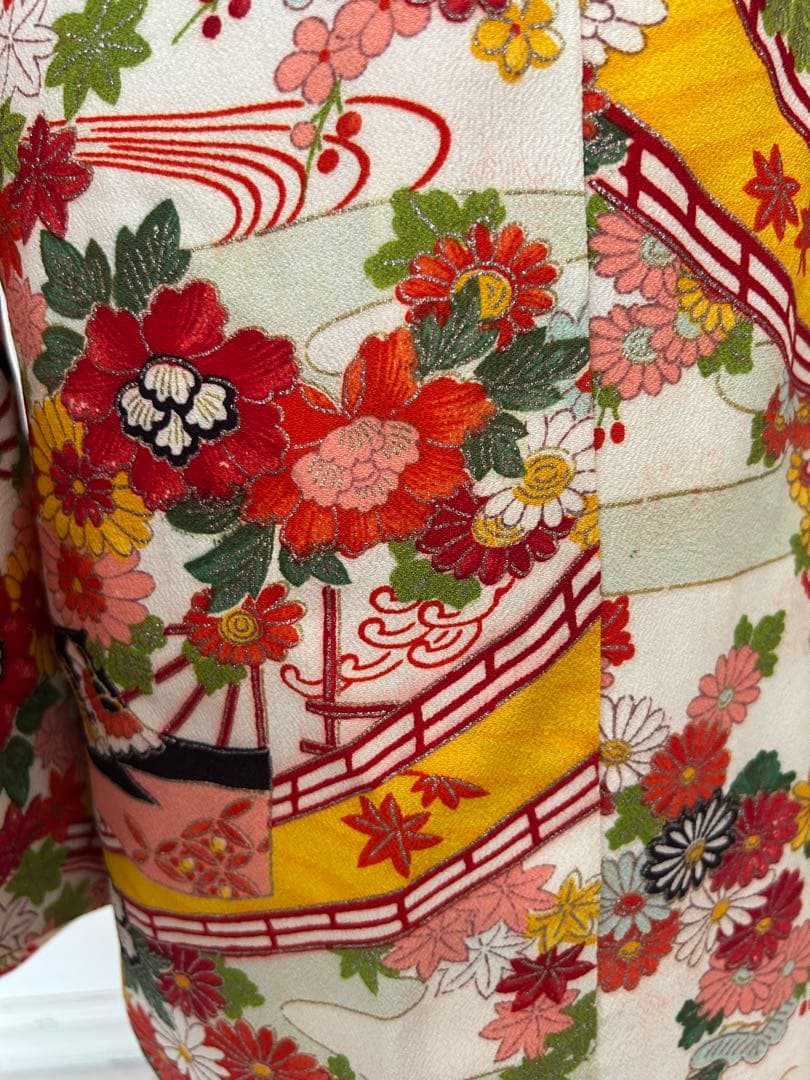 7歳　七五三　アンティーク正絹着物、帯、帯揚げ、帯締め、しごきのセット