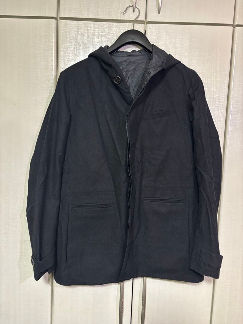 size46 ディオールオム メルトンウール製フーディコート リバーシブル