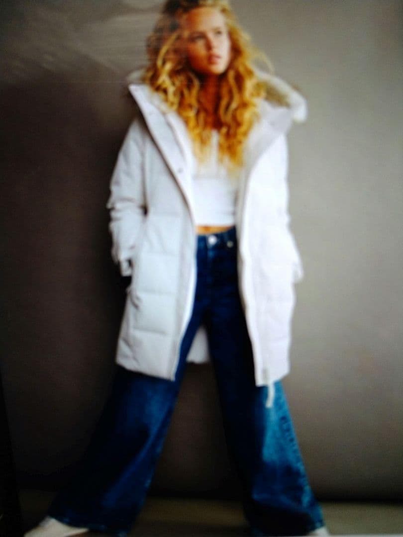 ZARAダウンコート　ロング丈　白　ファー