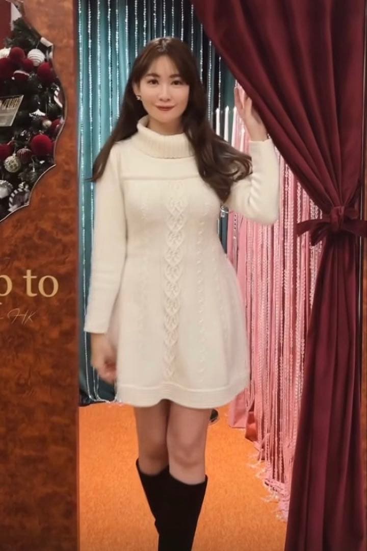 Herlipto♡Clara Cable Knit Dress swan / M