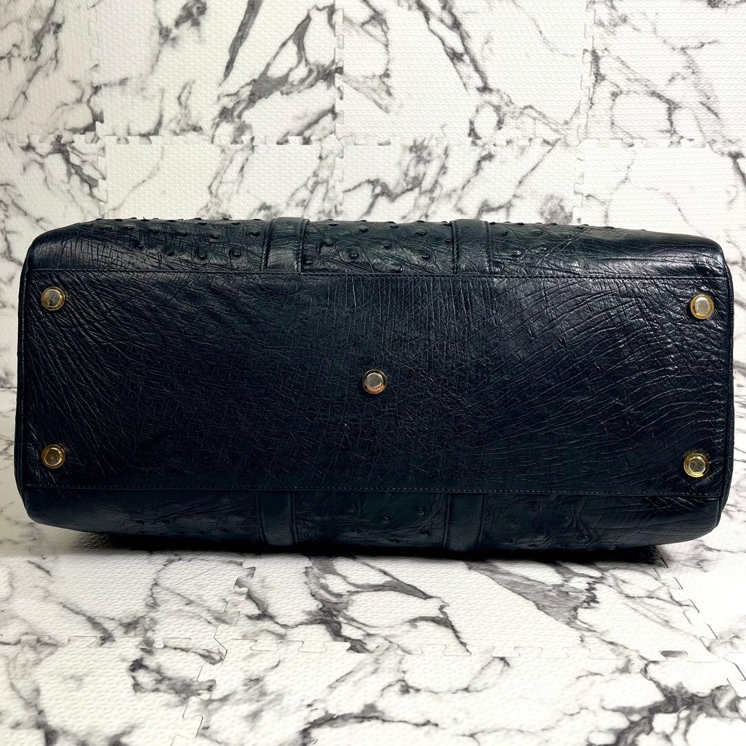 ハマノ ボストンバッグ ハンドバッグ オーストリッチ