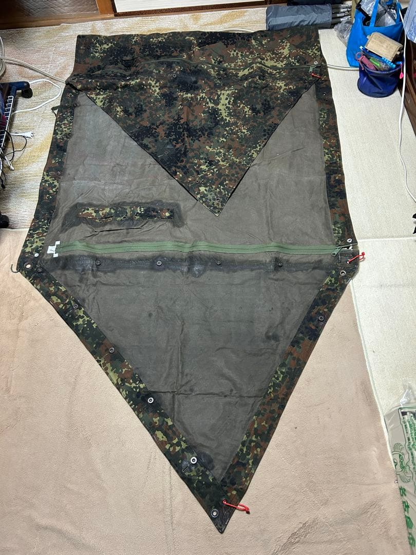 【特別仕様】ドイツ軍幕フレックターンカモ パップテント&専用フレームポール&かや