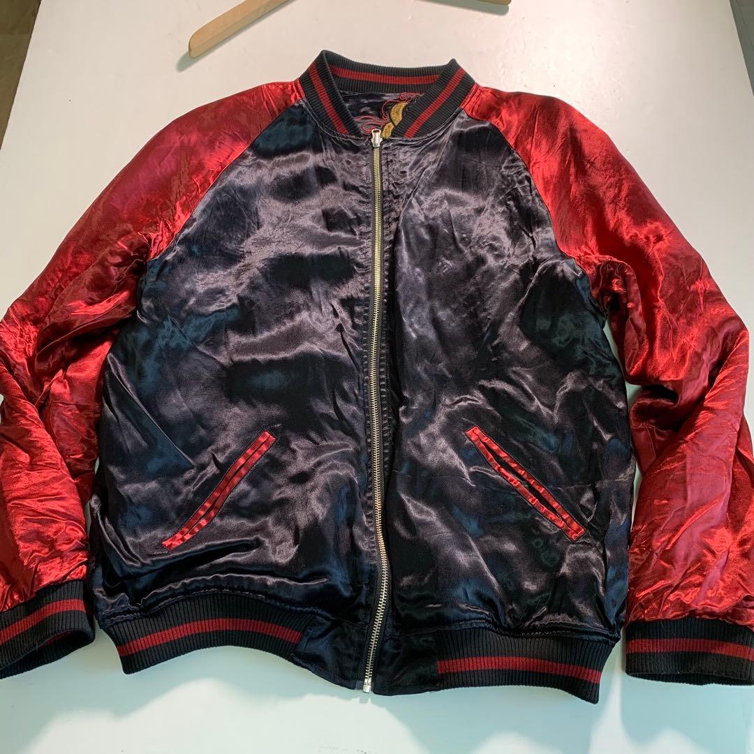 絡繰魂 ガシャドクロ XL スカジャン 百鬼夜行 猫又 鬼 総柄刺繍 レーヨン