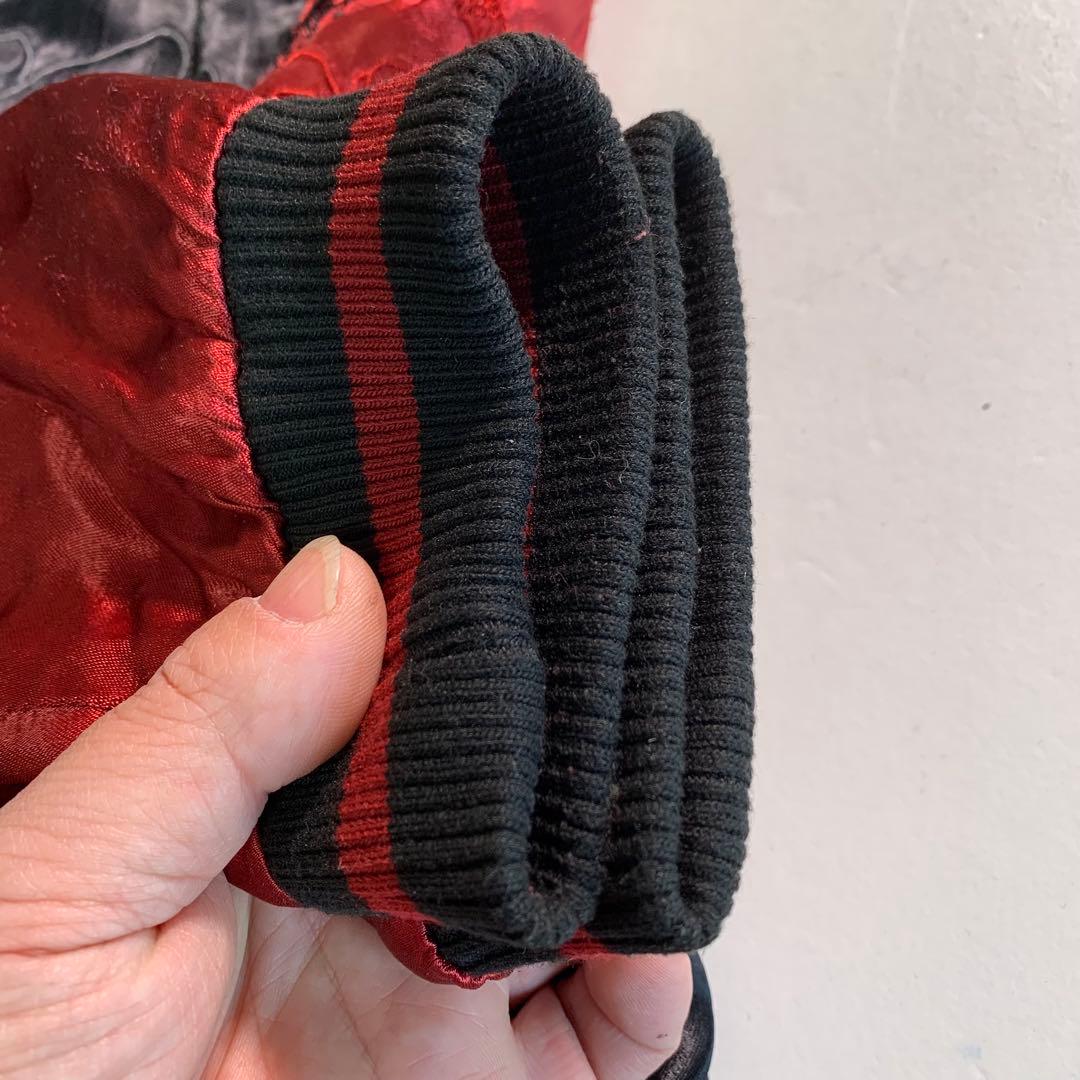 絡繰魂 ガシャドクロ XL スカジャン 百鬼夜行 猫又 鬼 総柄刺繍 レーヨン