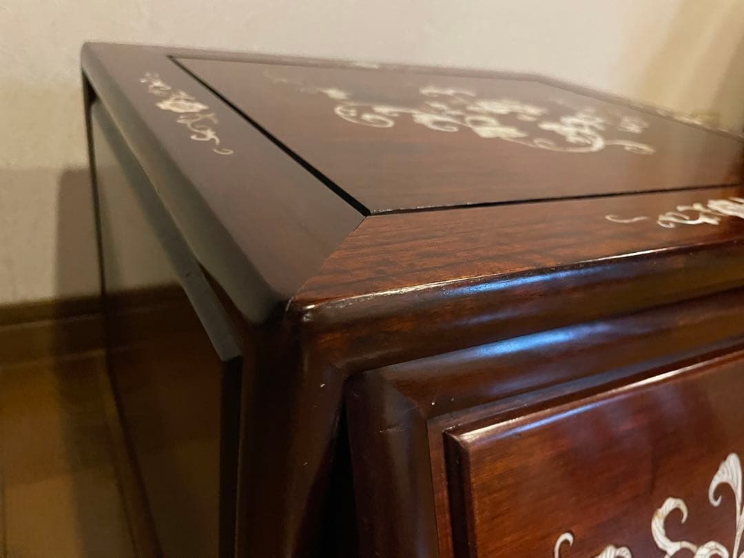 螺鈿(ラデン)家具 螺鈿細工 小引出し 3段 小型チェスト アンティーク