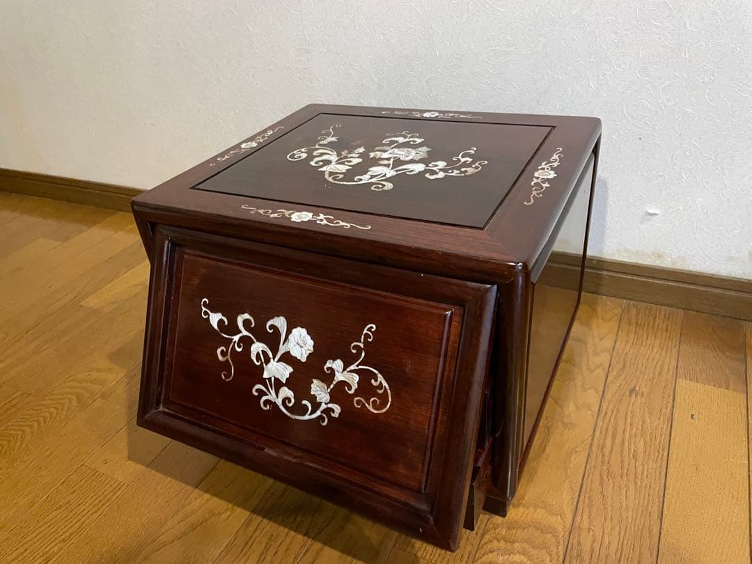 螺鈿(ラデン)家具 螺鈿細工 小引出し 3段 小型チェスト アンティーク