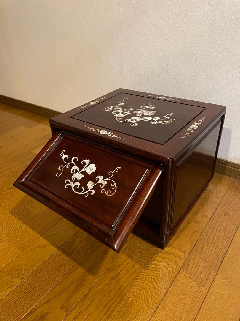 螺鈿(ラデン)家具 螺鈿細工 小引出し 3段 小型チェスト アンティーク