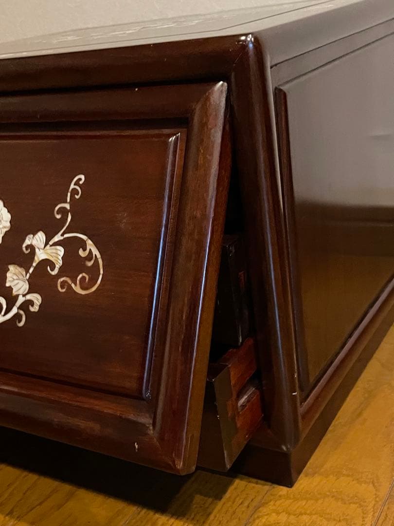 螺鈿(ラデン)家具 螺鈿細工 小引出し 3段 小型チェスト アンティーク