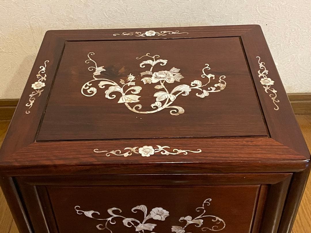 螺鈿(ラデン)家具 螺鈿細工 小引出し 3段 小型チェスト アンティーク