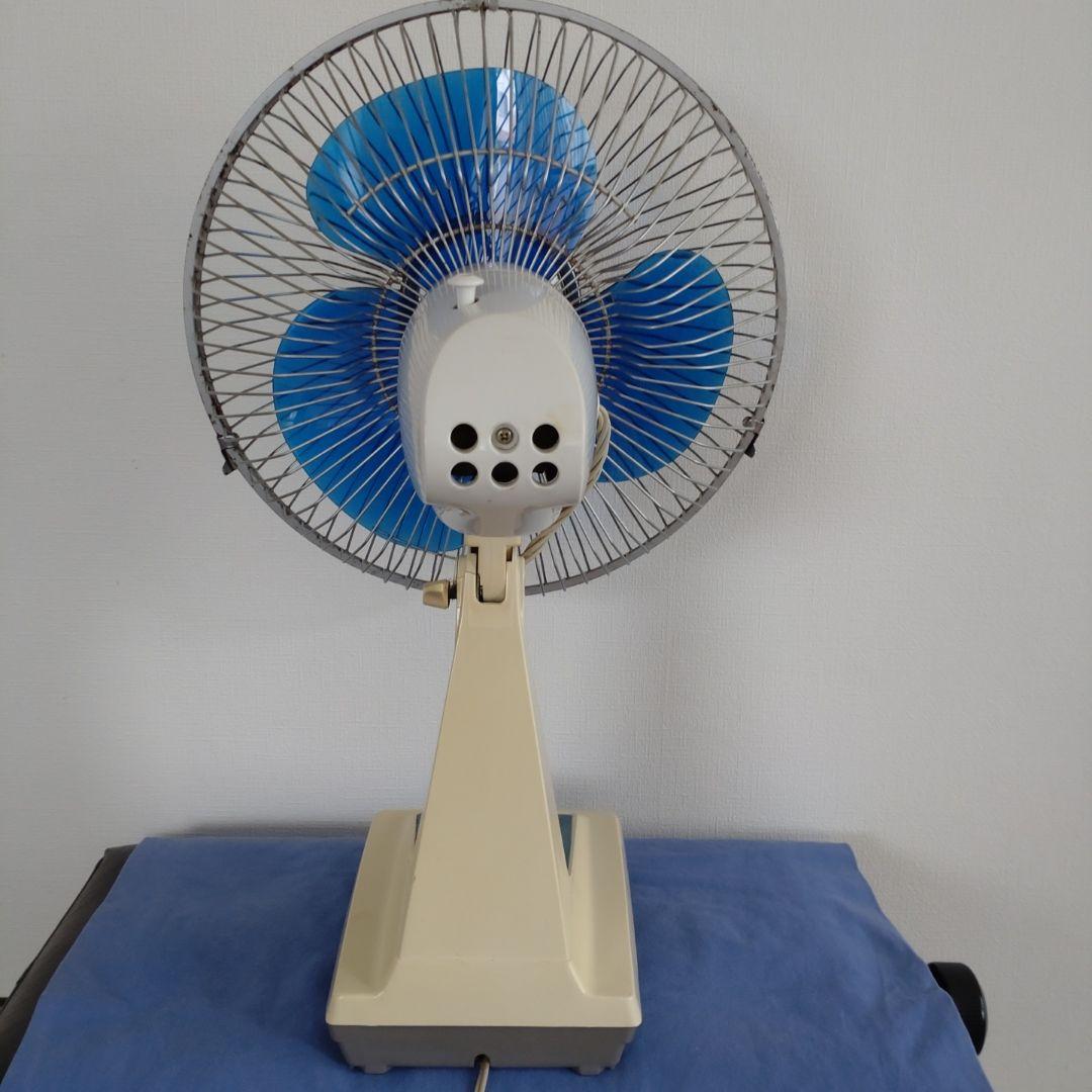 レトロ 卓上扇風機 青と白