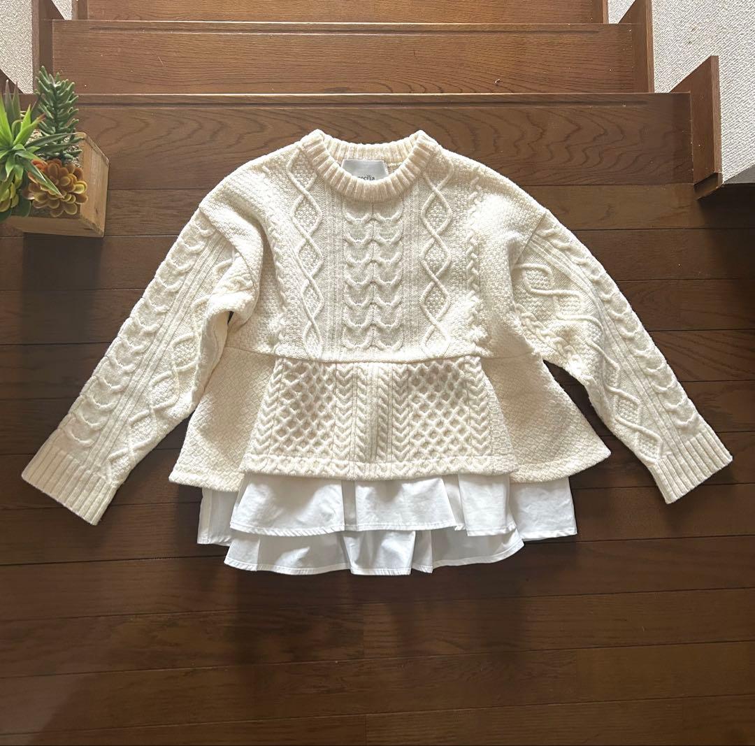 st.cecilia girlish ガーリッシュ♡ぺプラムケーブルニット