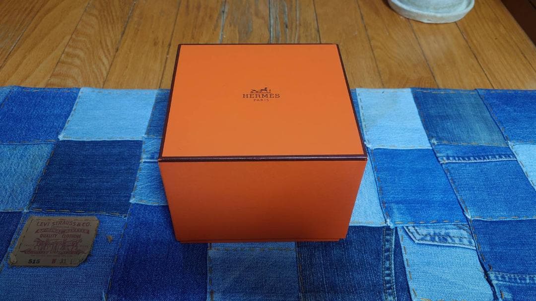 エルメスHERMES時計/空箱/クリッパー/Hウォッチ/箱/オレンジ木製ボックス