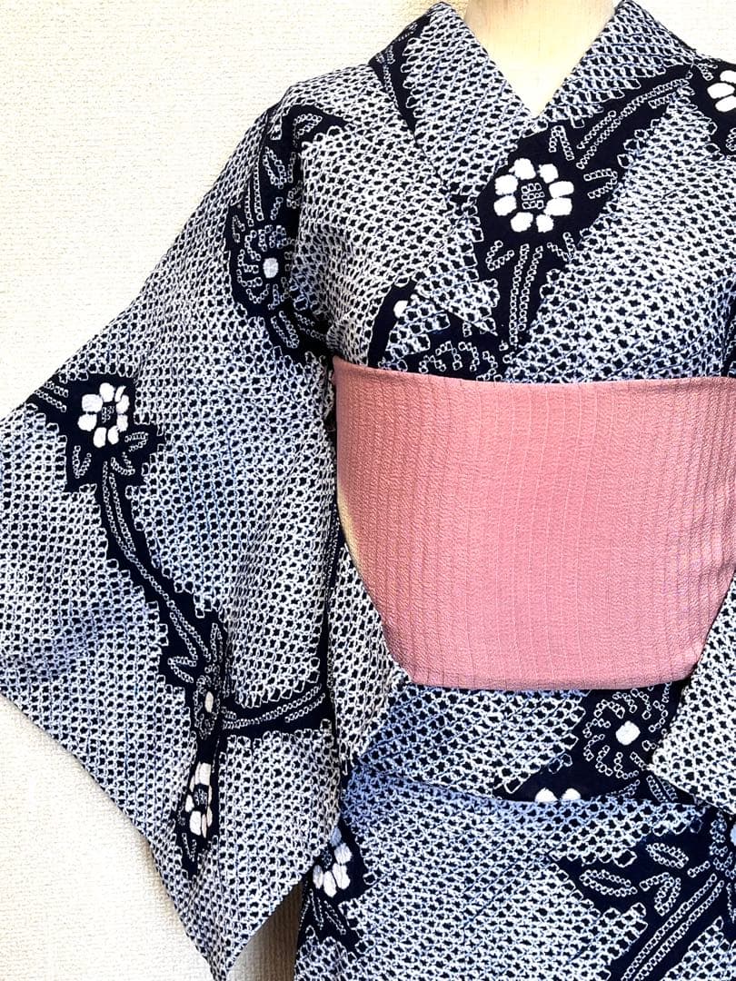 有松鳴海絞り　浴衣　色無し　（223）