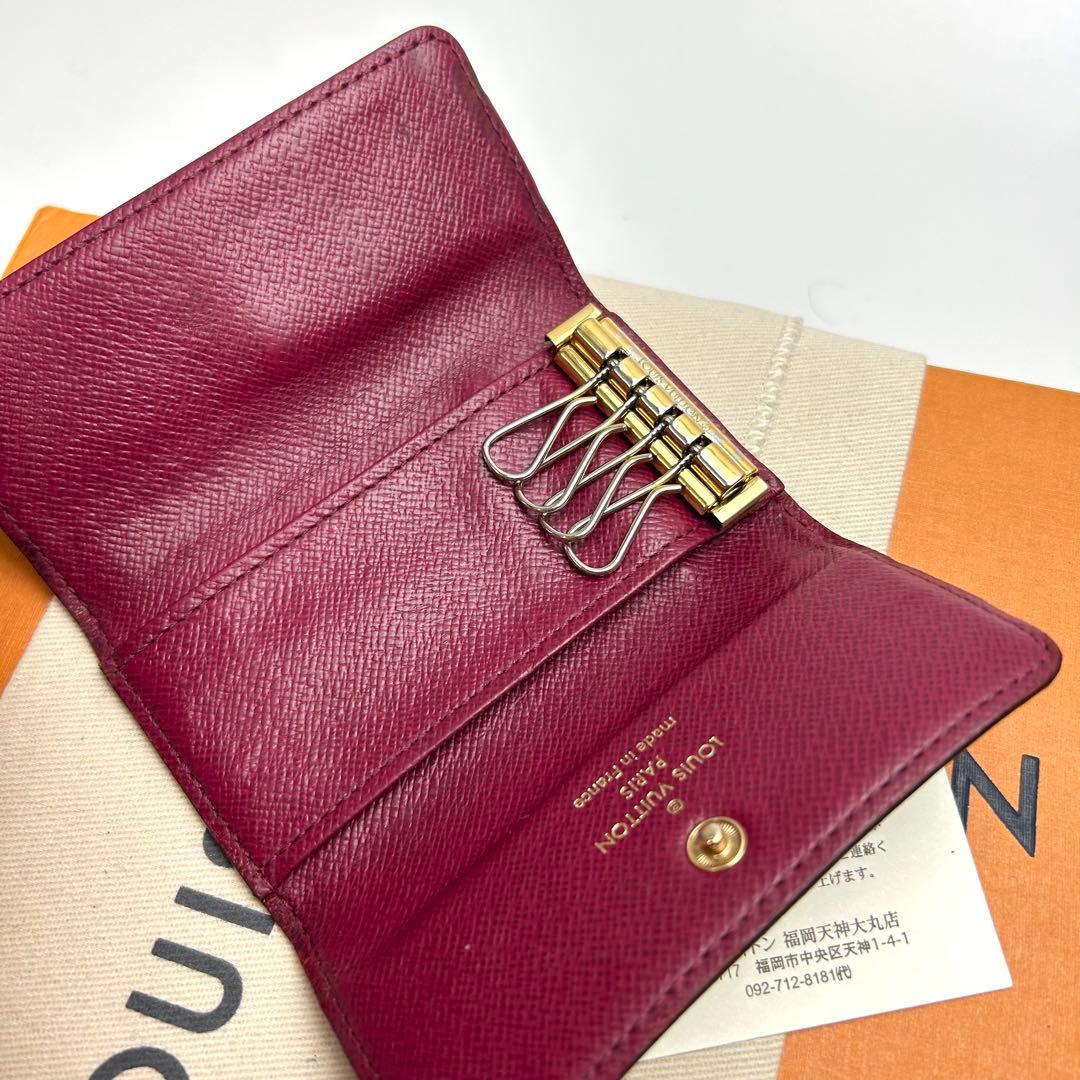 鑑定済 ルイヴィトン モノグラム 赤 キーケース 4連