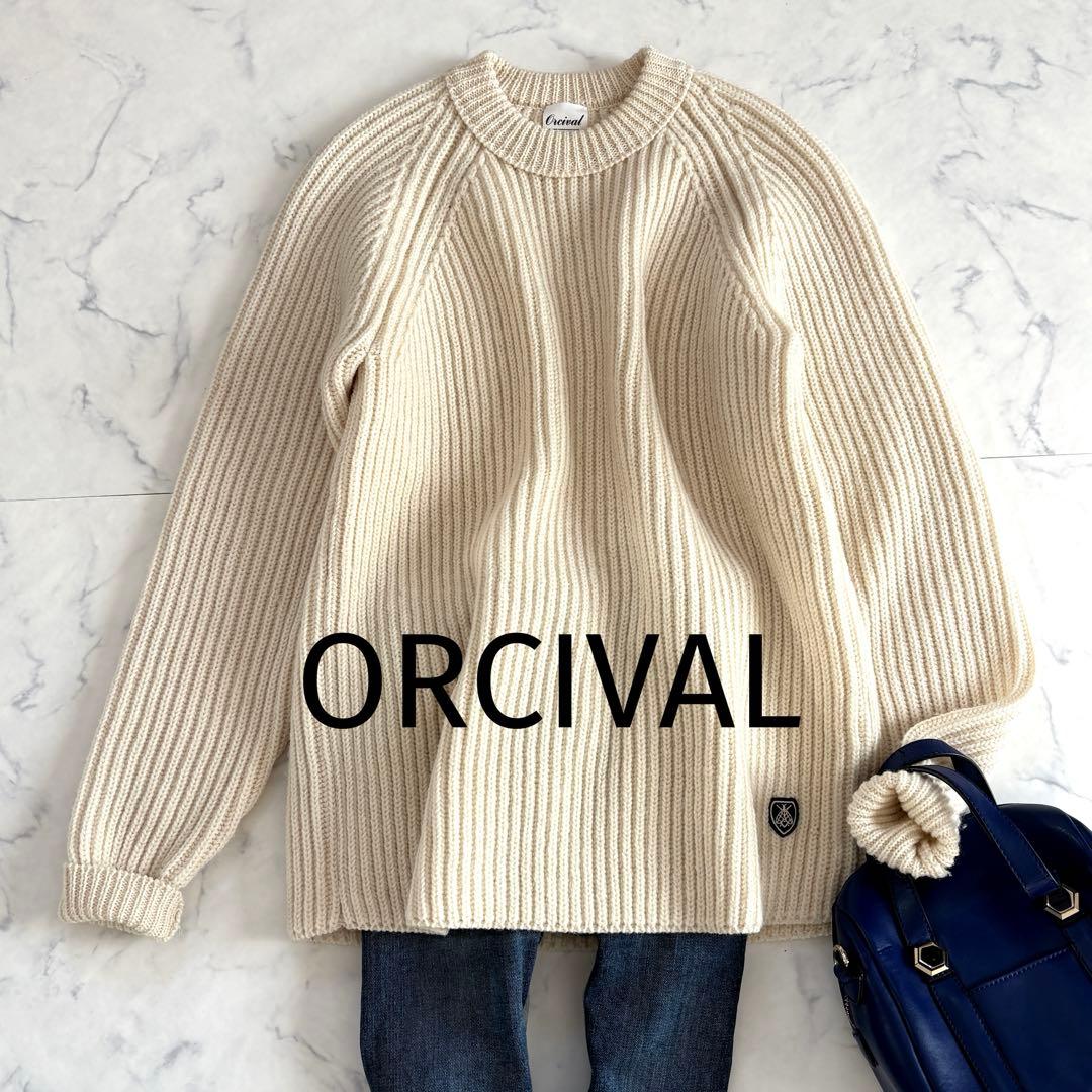 オーシバル 美品 ウール100% ざっくりケーブルニット ゆったり サイズ大きめ