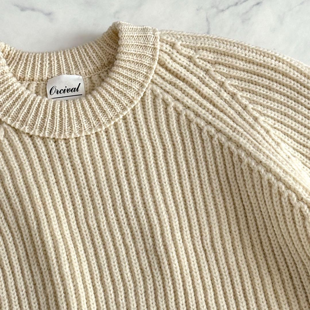 オーシバル 美品 ウール100% ざっくりケーブルニット ゆったり サイズ大きめ