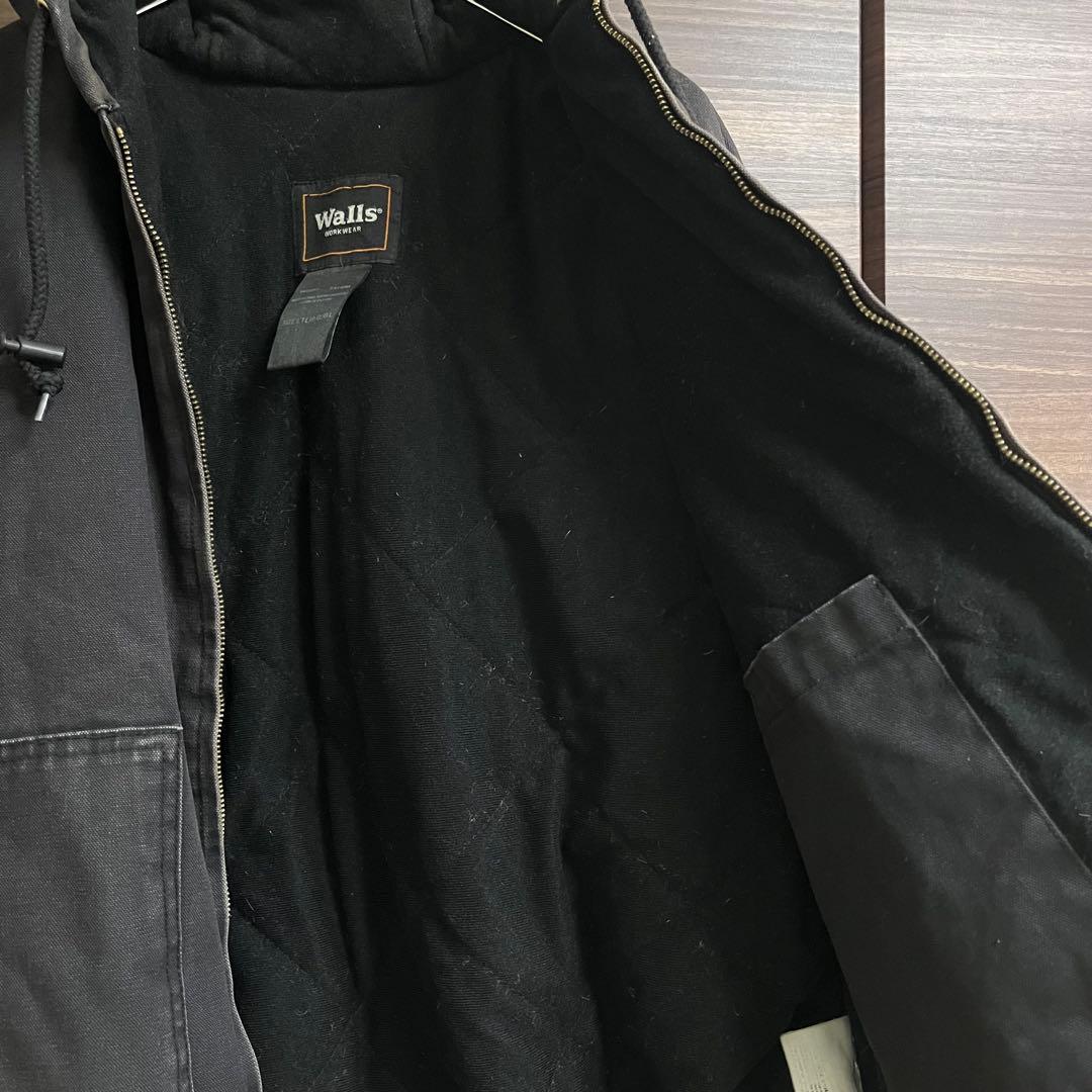 Walls ダック地 アクティブジャケット 黒 L フェード チャック破損