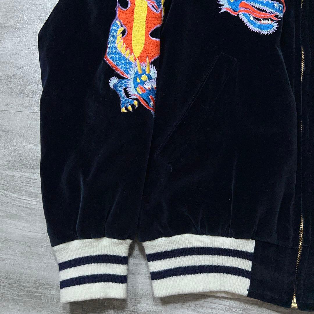 OCTPUS ARMY 別珍 スカジャン 黒 ベロア スカジャン 刺繡 ブルゾン