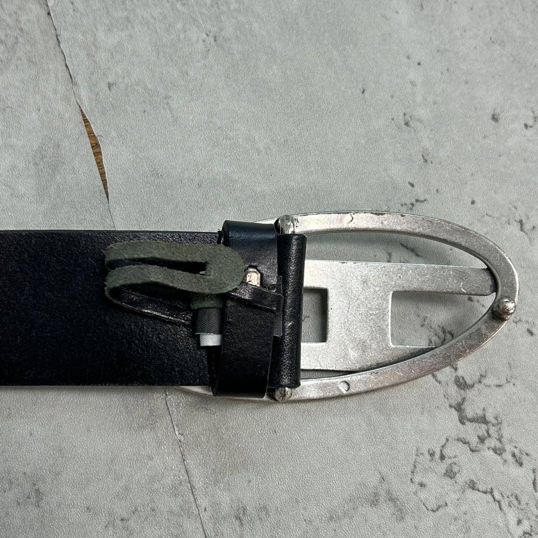 DIESEL ディーゼル レザー ベルト バックル ロゴ X08516 ブラック