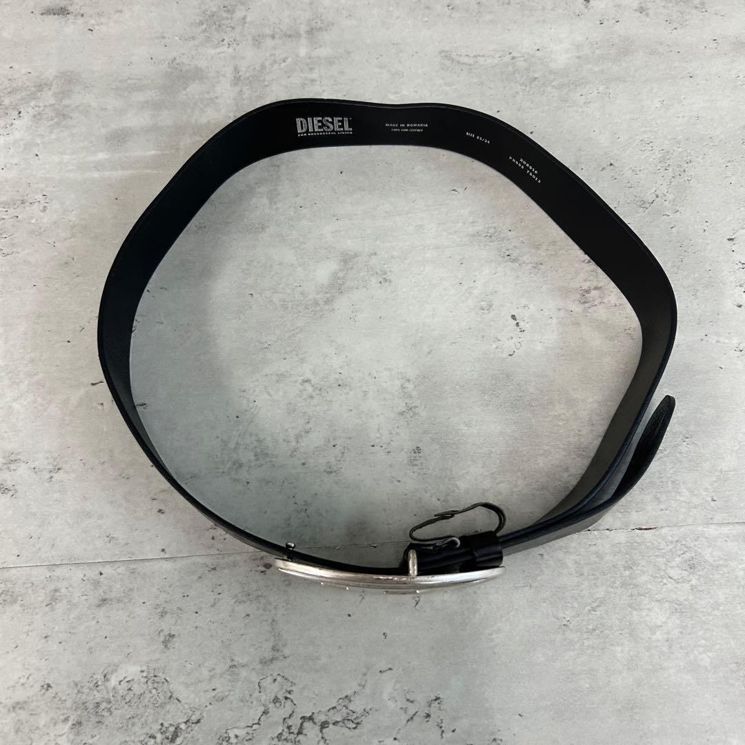 DIESEL ディーゼル レザー ベルト バックル ロゴ X08516 ブラック