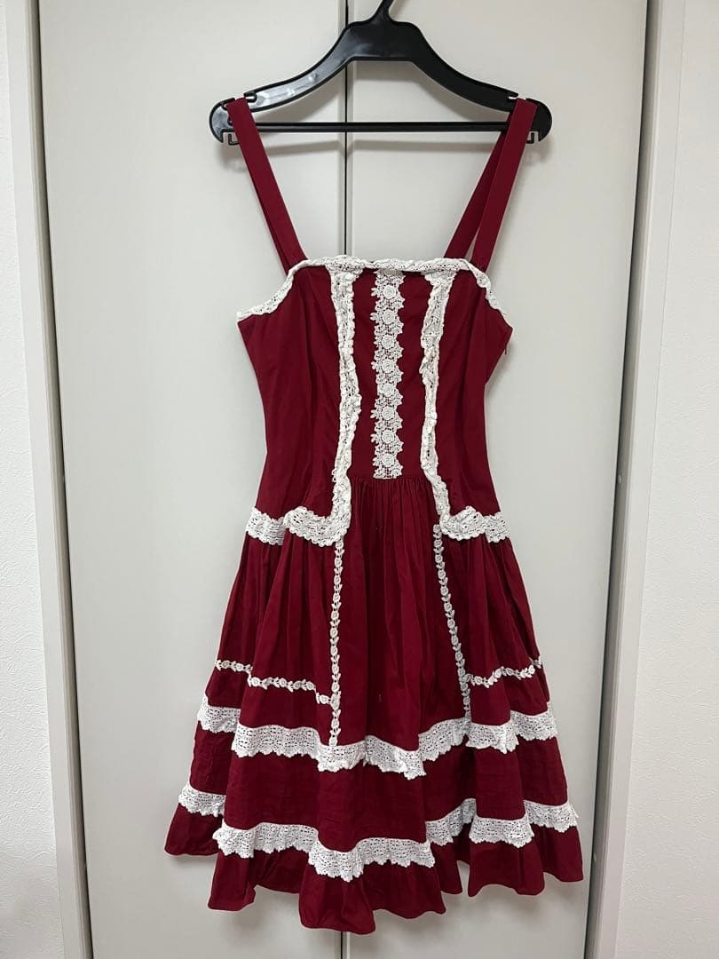 ミランダジャンパースカート(エンジ×オフ白)