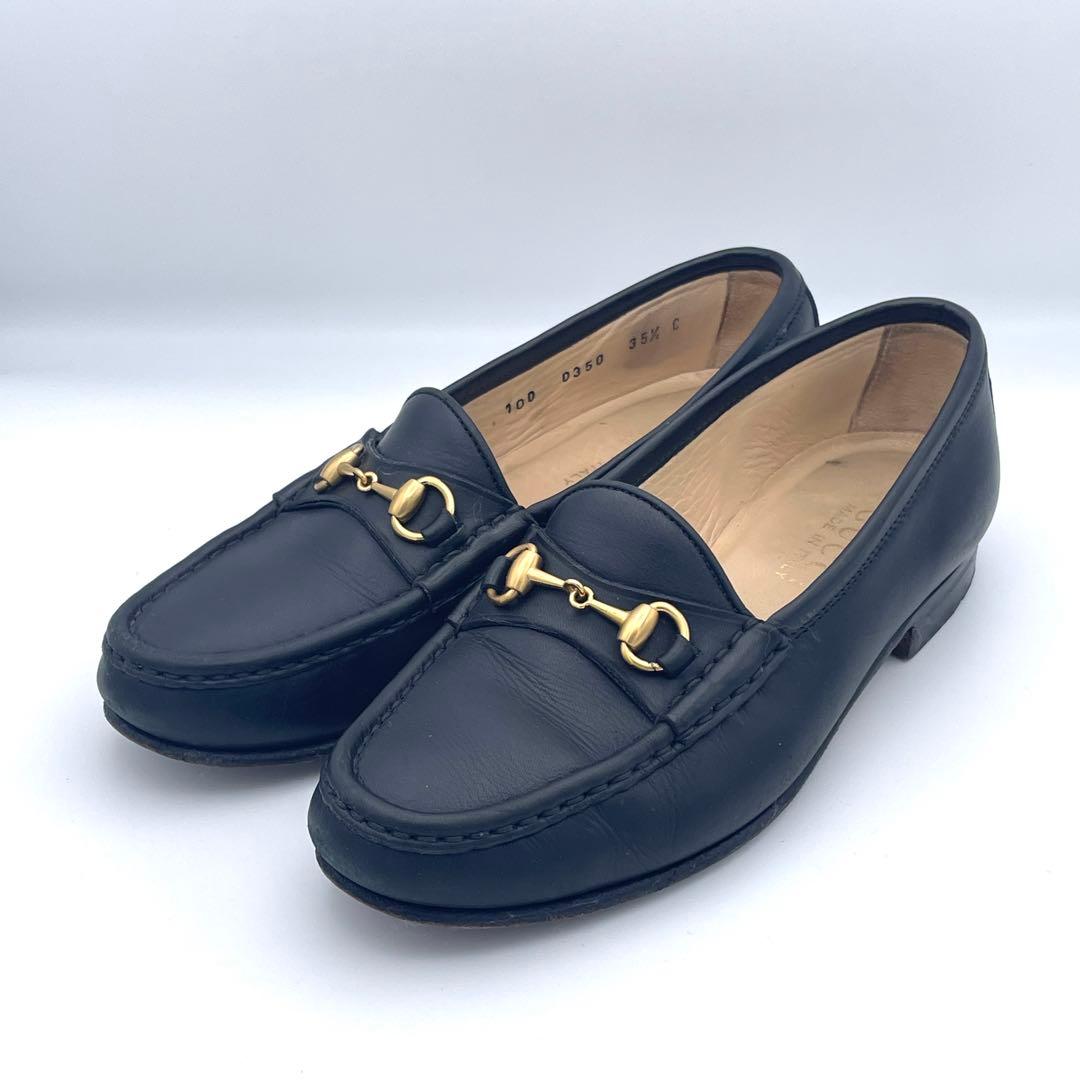 イタリア製✨グッチ GUCCI【22.5】ホースビットローファー/レザー/金具✨