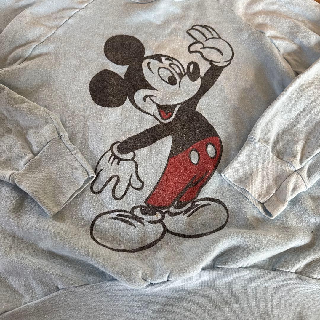 ミッキーマウス プリント トレーナー　ヴィンテージ　染み込みプリント