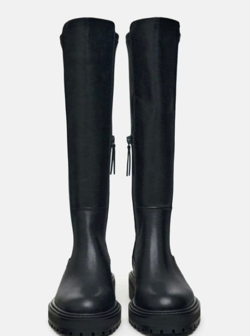 【お値下げ中】ZARAロングブーツ 39 完売品　ブラック　新品未使用