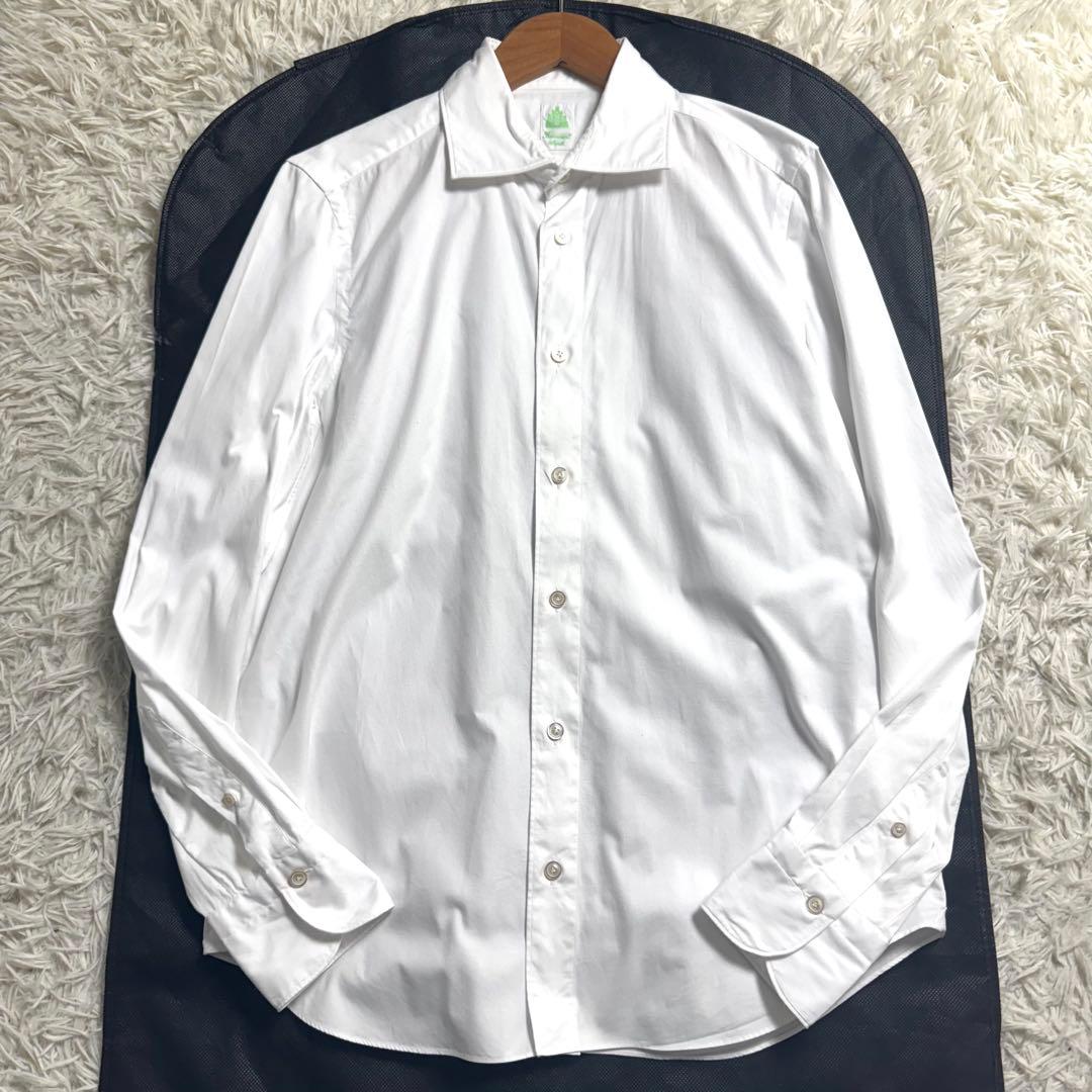 【美品】フィナモレ ホリゾンタルカラー ドレスシャツ 白シャツ 40 イタリア製