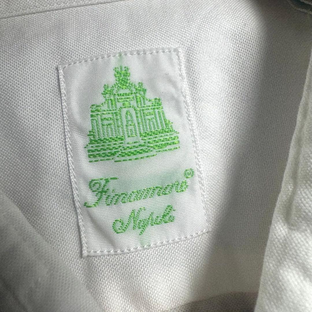 【美品】フィナモレ ホリゾンタルカラー ドレスシャツ 白シャツ 40 イタリア製