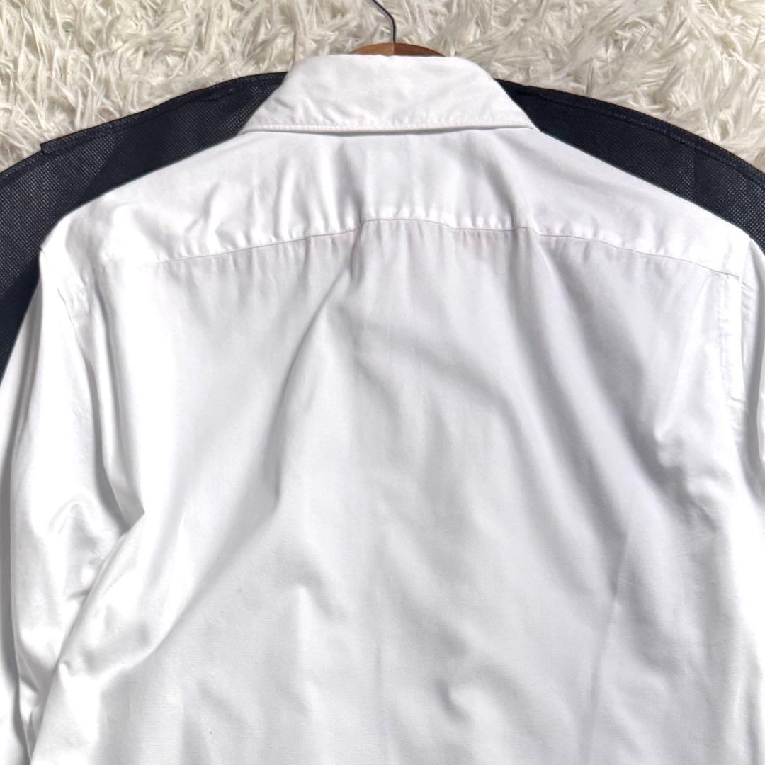 【美品】フィナモレ ホリゾンタルカラー ドレスシャツ 白シャツ 40 イタリア製