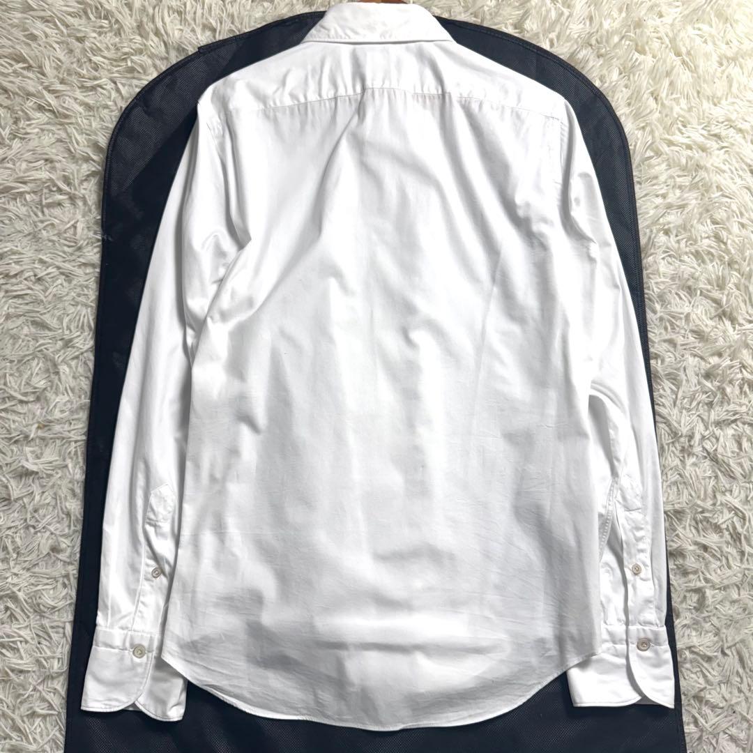 【美品】フィナモレ ホリゾンタルカラー ドレスシャツ 白シャツ 40 イタリア製