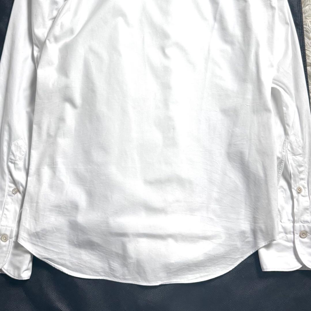 【美品】フィナモレ ホリゾンタルカラー ドレスシャツ 白シャツ 40 イタリア製