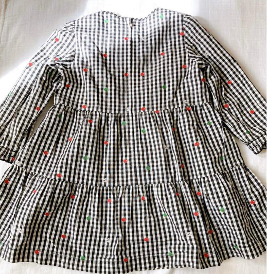 ファミリア　ギンガムチェックワンピース　90 カーディガン80